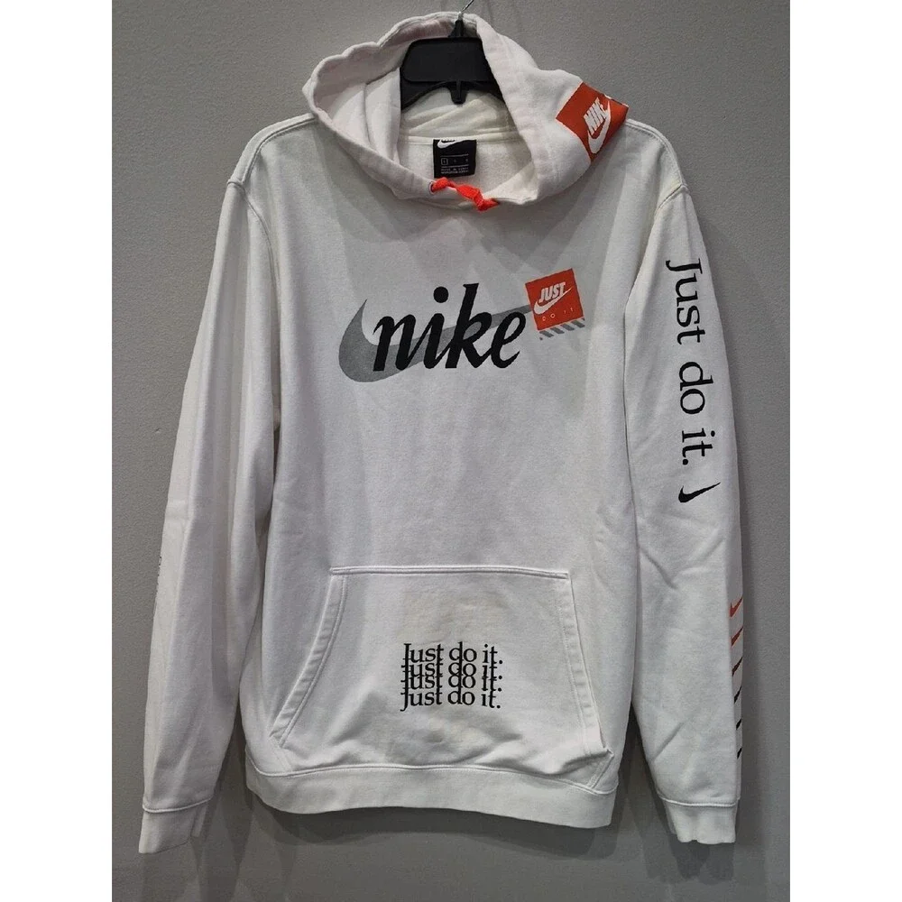 Nike Club Men’s L Pullover Hoodie Just Do It Logos Sporty Athletic Running